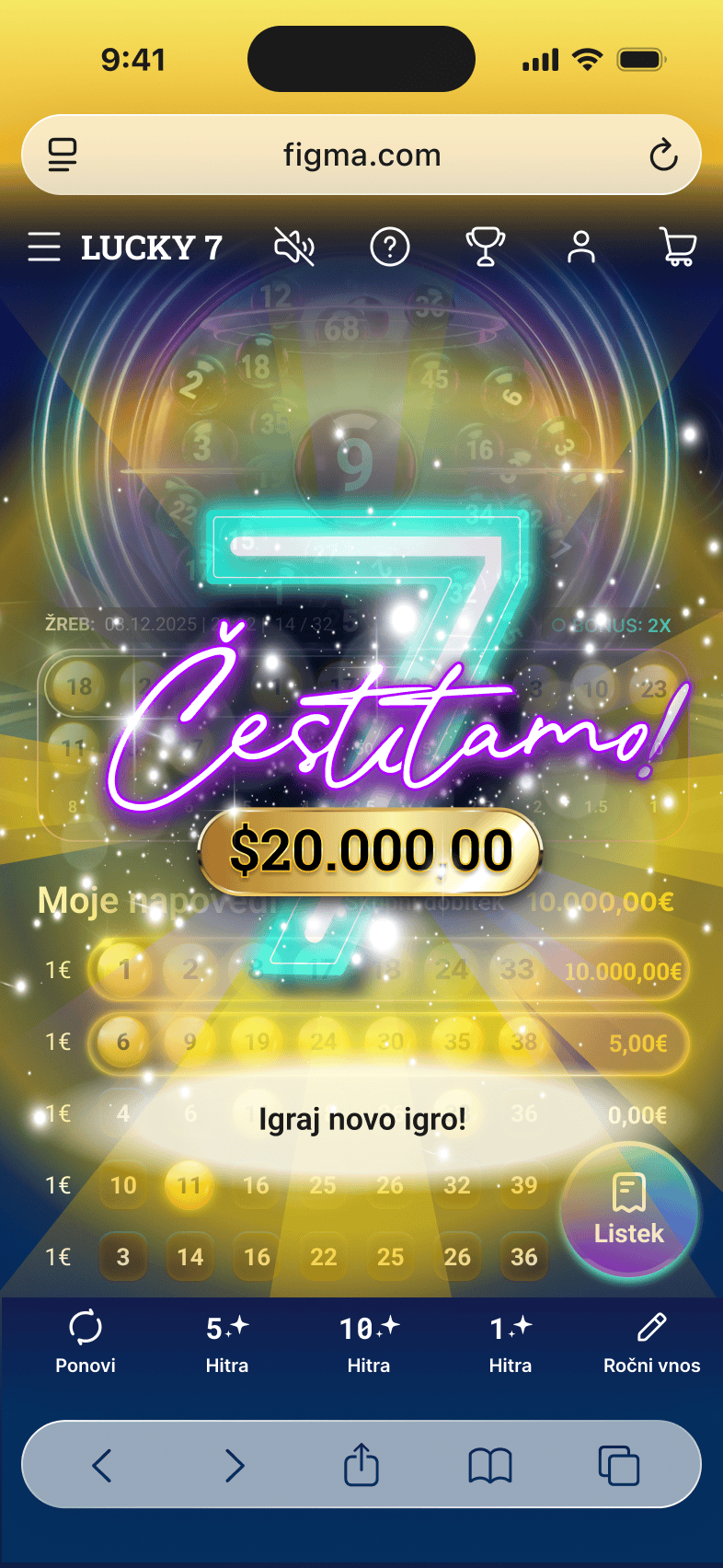 Lucky 7 — mobile screen